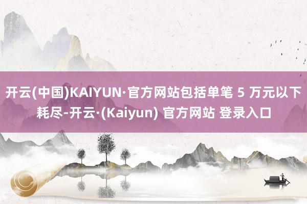 开云(中国)KAIYUN·官方网站包括单笔 5 万元以下耗尽-开云·(Kaiyun) 官方网站 登录入口